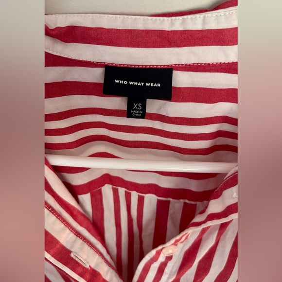 Who What Wear Red Striped Button Down Shirt - Picture 4 of 5